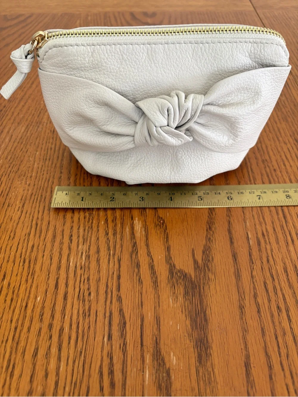 ANTONIO MELANI Cream Leather Knot Bow Clutch Bag